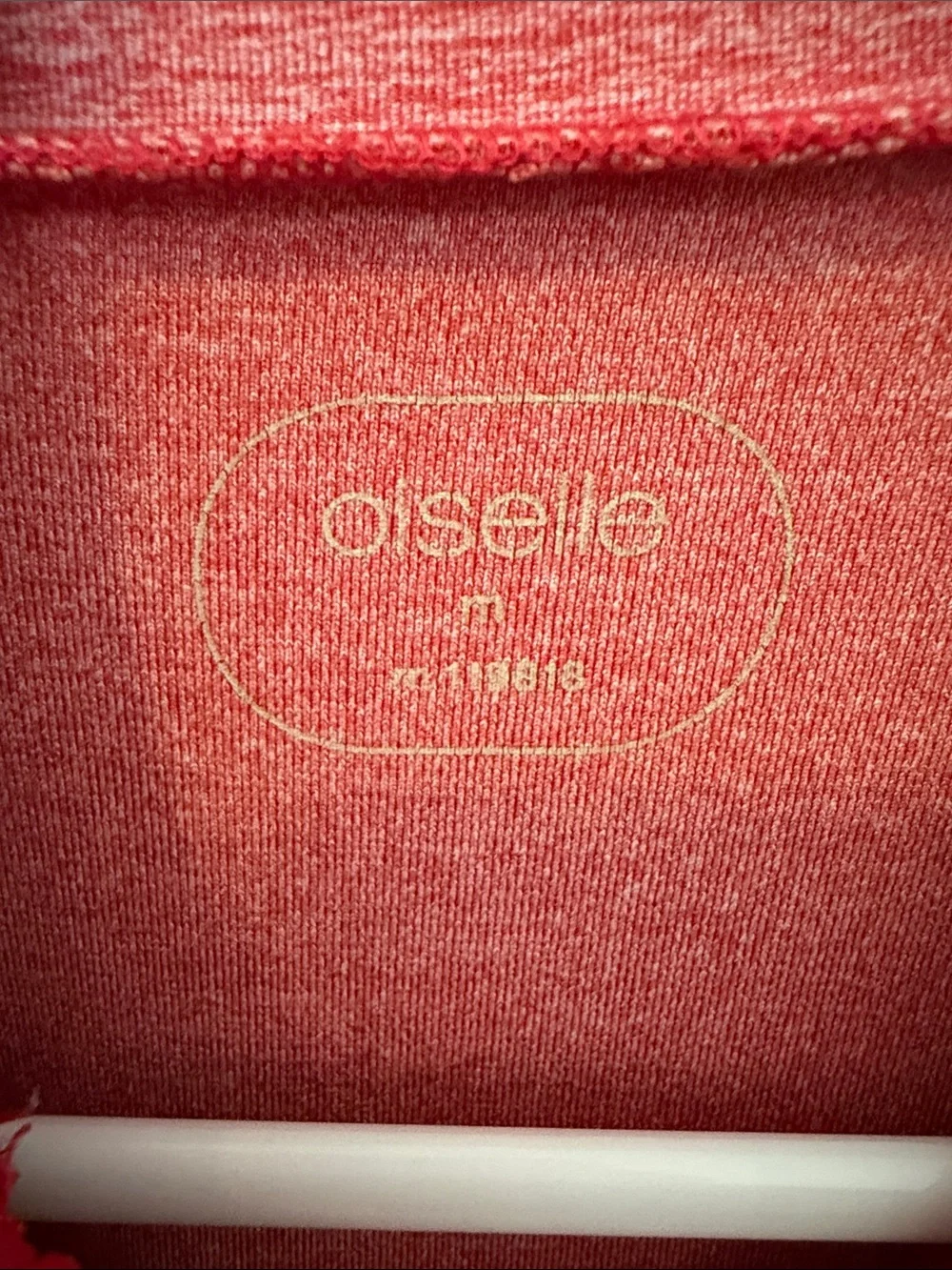 oiselle heathered coral crewneck logo long sleeve top